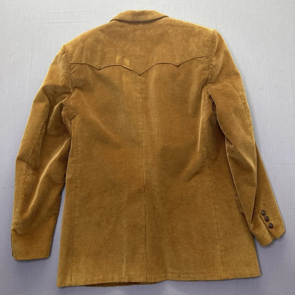Vintage Lee Corduroy Western Blazer Jacket Brown 42R USA Made 70s 80s